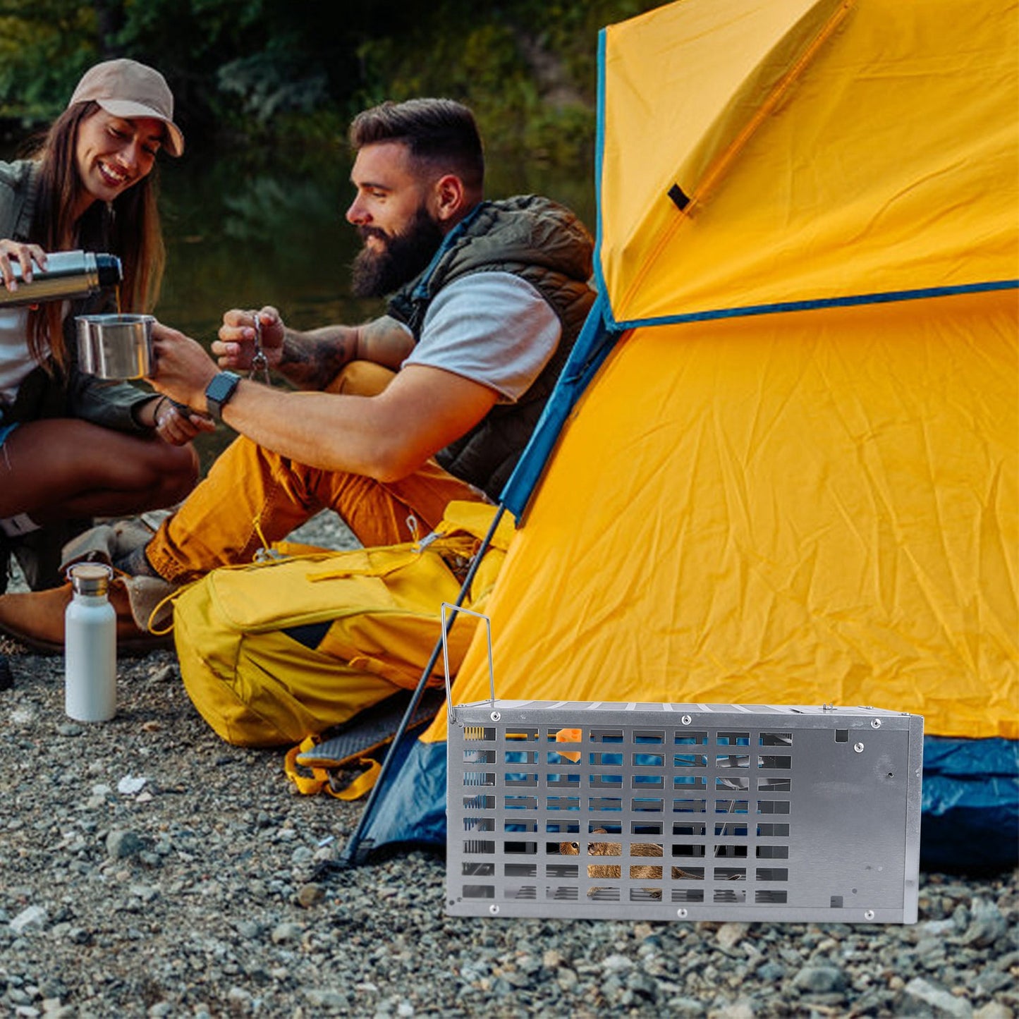 Humane Live Mouse Trap Reusable Metal Rat Rodent Cage Catch Release Continuous Capture Trap 2 Doors Indoor Outdoor Pet Children Safe