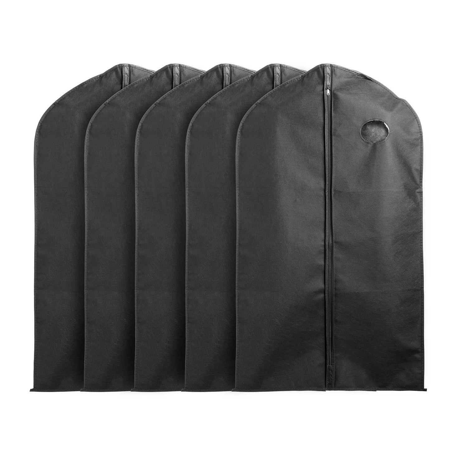 5pcs 39" Garment Bags Hanging Suit Bags Covers Breathable with Full Zipper Transparent Window for Suit Dress Coat Storage Travel Use