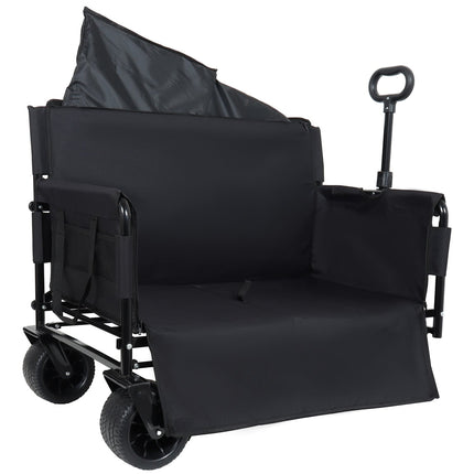 Folding Wagon Cart with Bench Seat – 500lb Capacity, 180L