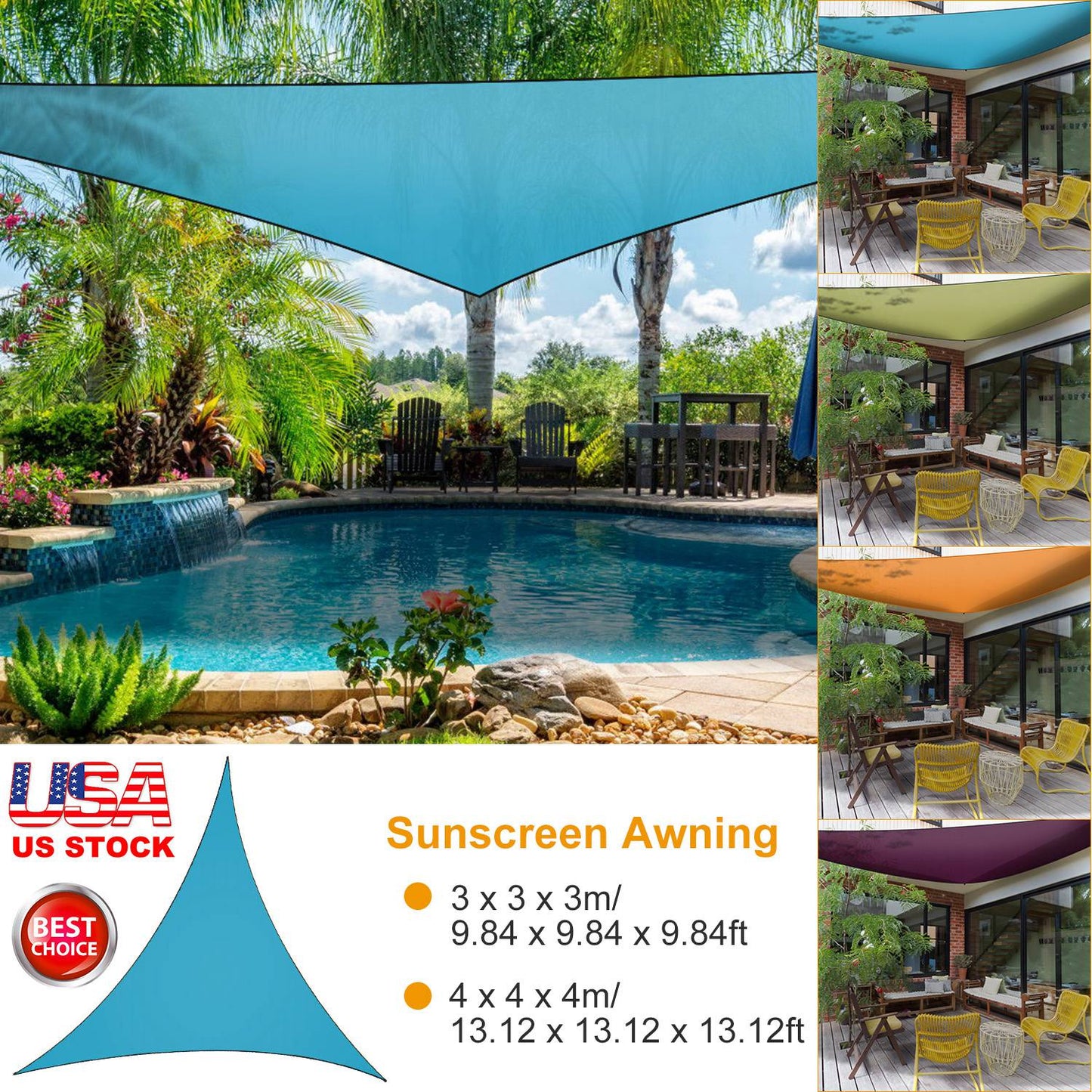 Shade Sail Patio Cover Shade Canopy Camping Sail Awning Sail Sunscreen Shelter Triangle Cover For Kindergarten Playground Outdoor
