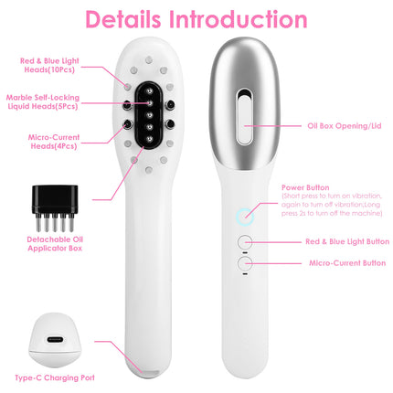 Electric Scalp Massage Comb Microcurrent Hair Brush Handheld Head Scratcher Massager Hair Oil Applicator with Vibration Micro-Current Mode Red & Blue