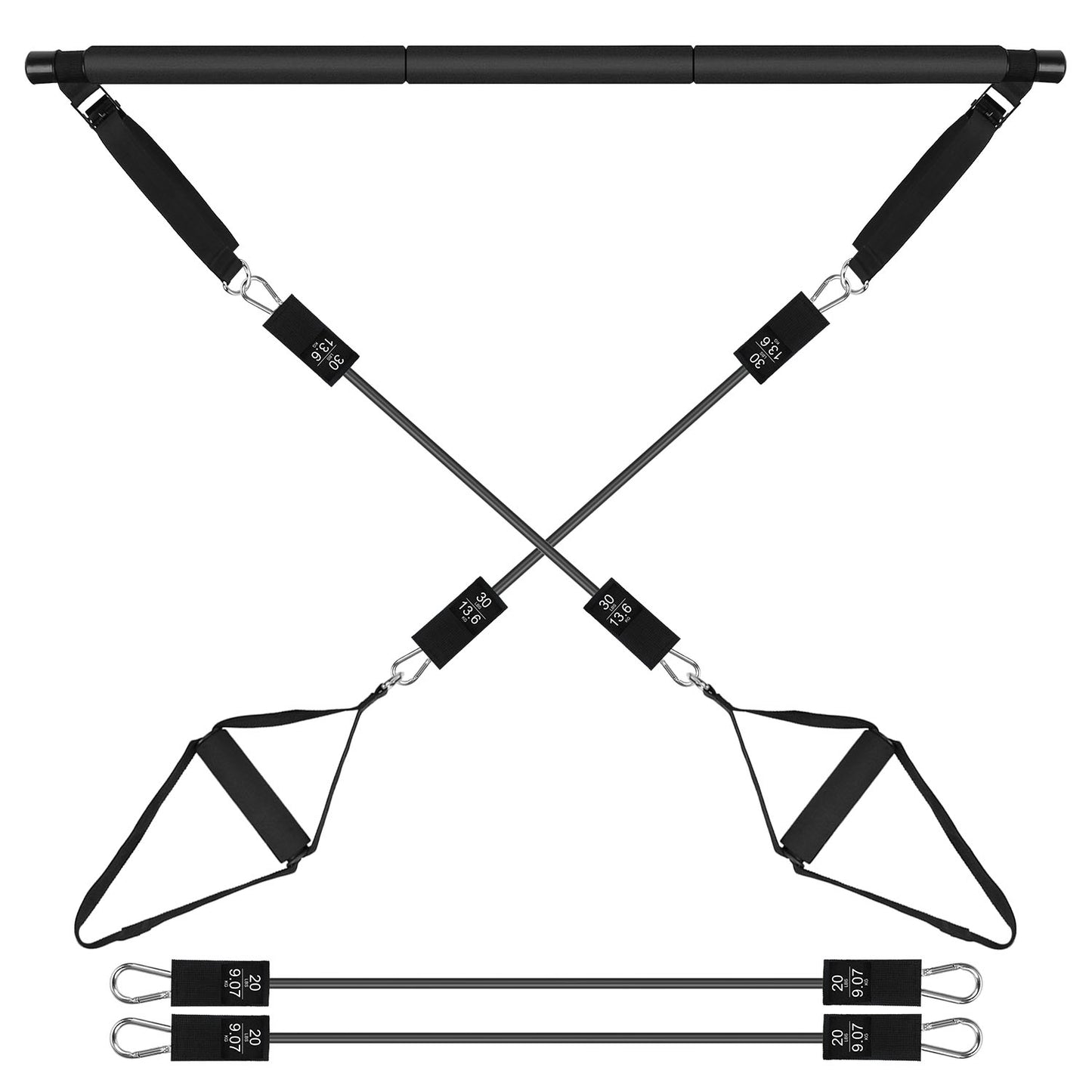 Pilates Bar Kit with 100LBS Resistance Bands Multifunctional Pilates Yoga Toning Bar Full Body Exercise Equipment Set for Beginners Intermediates Prof