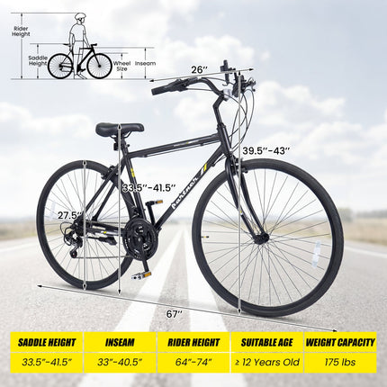 700C Hybrid Bike for Adult with 18-Speed Shimano Drivetrain and Phone Holder