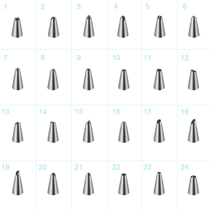 24Pcs Cake Decorating Supplies kit Stainless Steel DIY Baking Supplies Icing Tips with Pastry Bags & Disposable Coupler & Storage Case