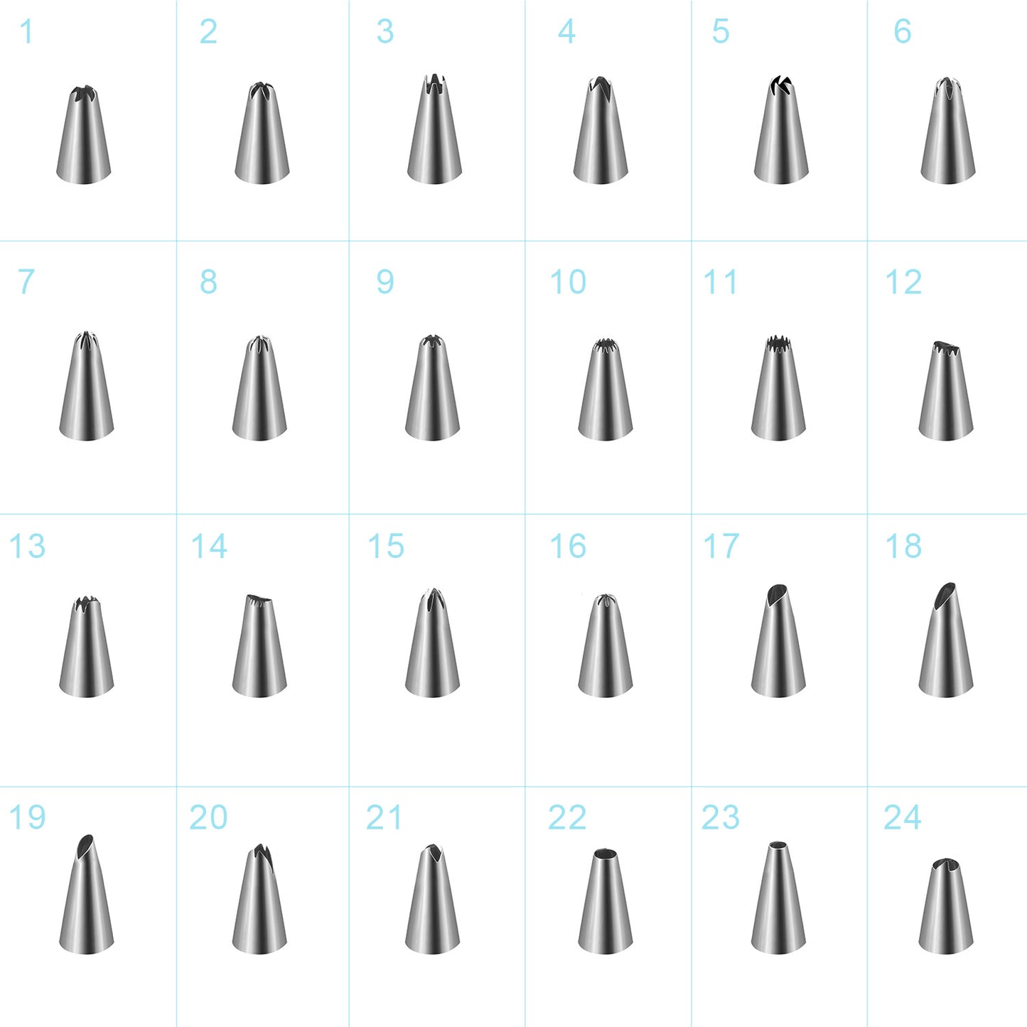 24Pcs Cake Decorating Supplies kit Stainless Steel DIY Baking Supplies Icing Tips with Pastry Bags & Disposable Coupler & Storage Case