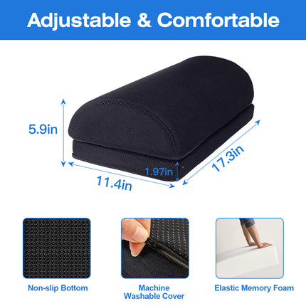 Under Desk Office Footrest Memory Foam Ergonomic Footrest Washable Foot Rest with 2 Adjustable Heights for Home Office