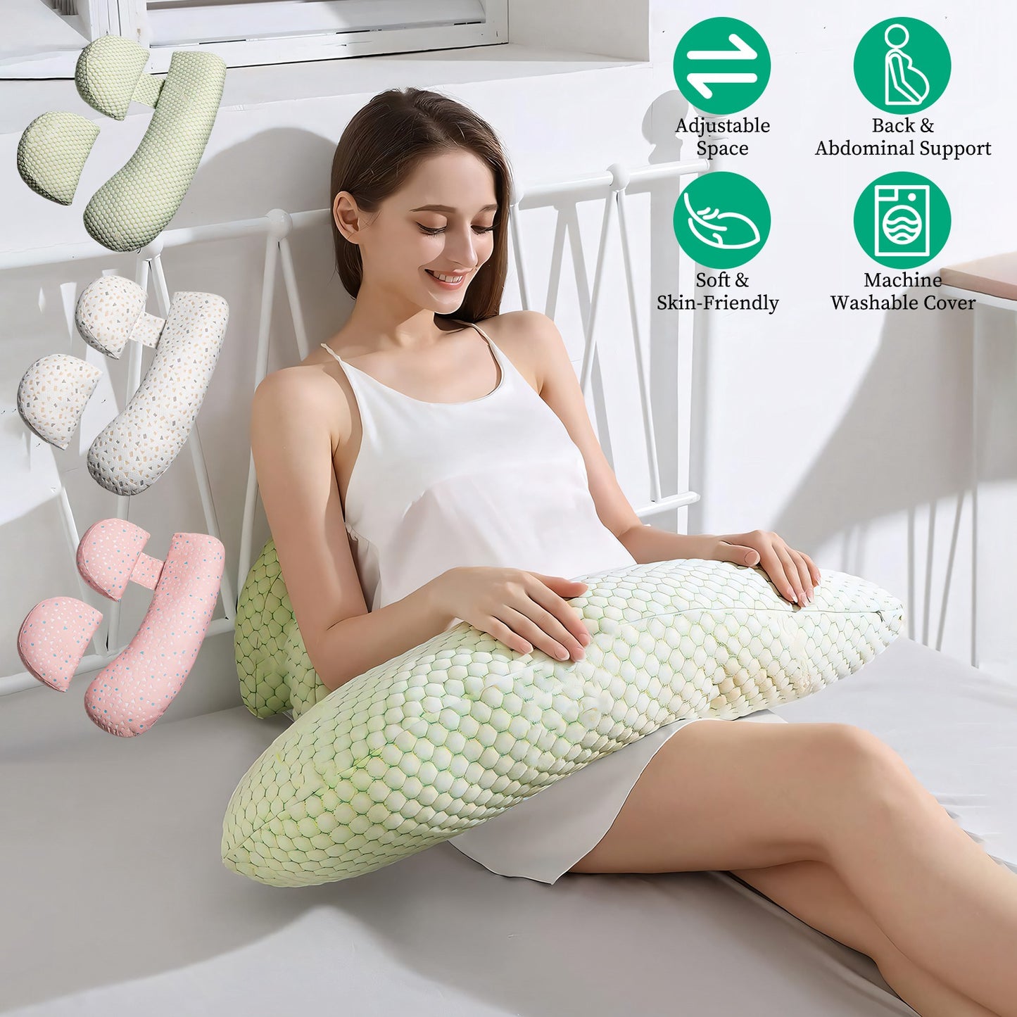 Pregnancy Pillows Adjustable Support Maternity PillowÊSoft Side Sleeper Pregnancy Pillows Wedge Pillow with Detachable Pillow Cover