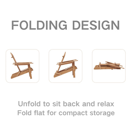 Folding Adirondack Chairs Set of 2 - Hemlock Wood Outdoor Seating