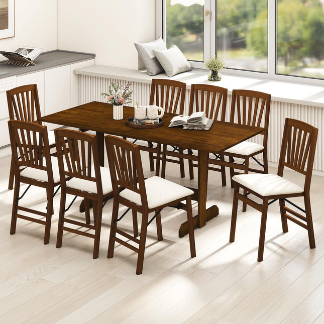 71 Inch Farmhouse Dining Table Wooden Kitchen Table for 6-8 with Rubber Wood Legs-Walnut