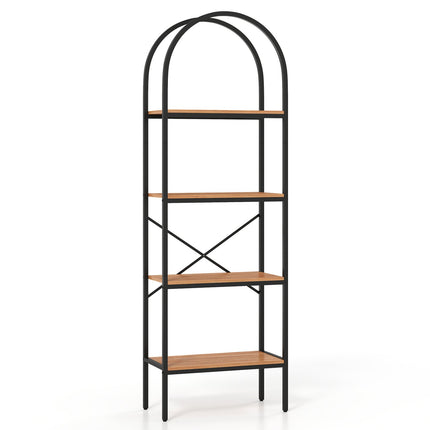4-Tier Arched Bookcase with Metal Frame, 71" Tall
