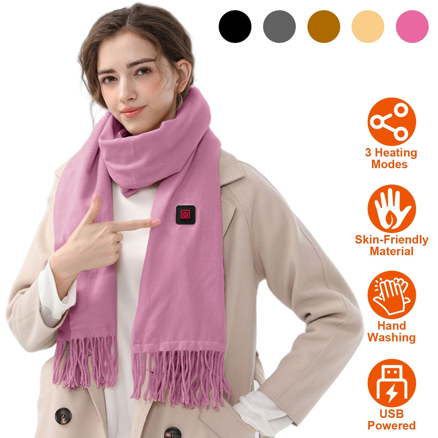 Electric Heated Winter Scarf USB Heating Neck Wrap Unisex Heated Neck Shawl Soft Warm Scarves 3 Heating Modes for Outdoor Cycling Skiing Skating