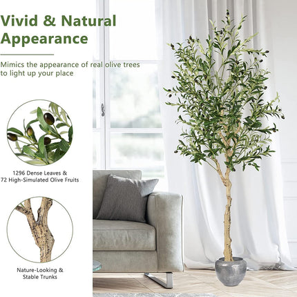 6 Feet Artificial Olive Tree in Cement Pot