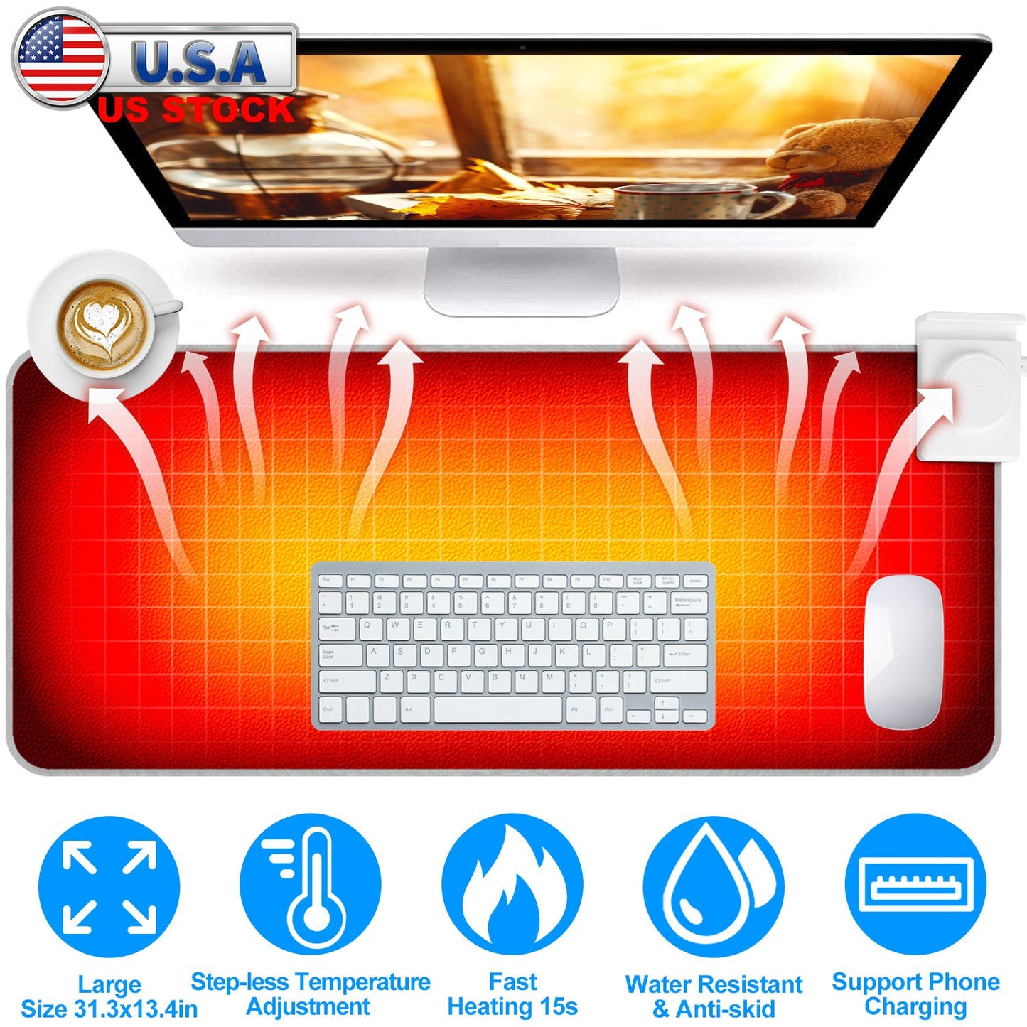 Winter Desktop Hand Warmer Mat Heated Gaming Mouse Pad Large Mouse Pad Office Table Heating Mat Foot Warmer