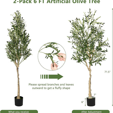6 Feet Artificial Olive Tree in Cement Pot