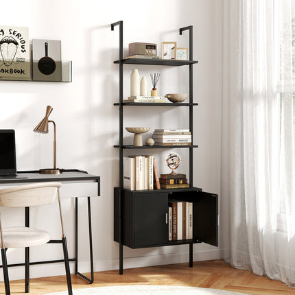 72.5 Inch Tall Bookshelf with Cabinet Anti-Tipping Kits and Metal Frame
