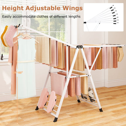 72.5 Inches Clothes Drying Rack with Height Adjustable Wings