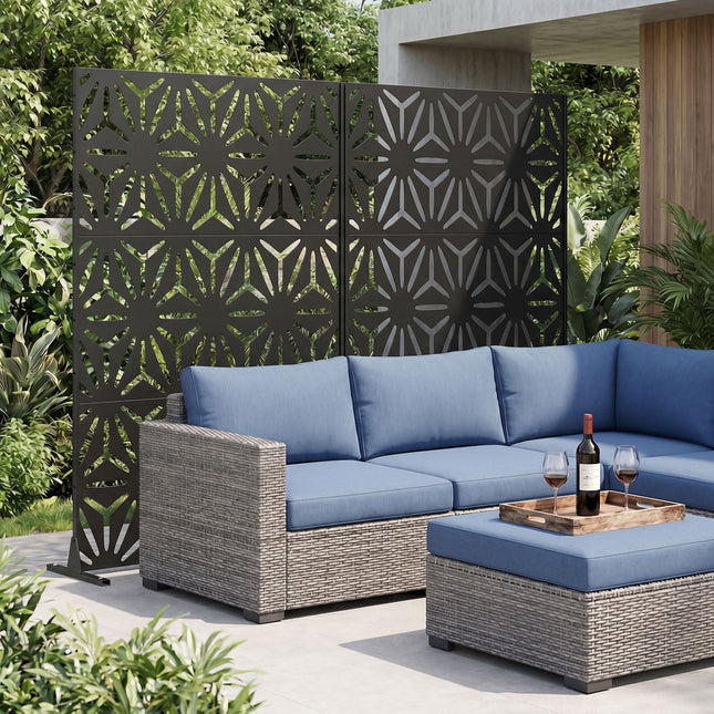 Metal Privacy Screen 72"H x 48"W Freestanding Fence Panel