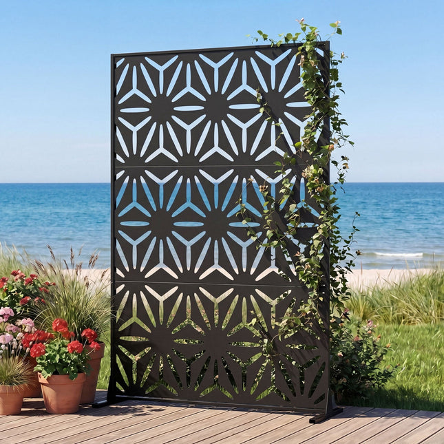 Metal Privacy Screen 72"H x 48"W Freestanding Fence Panel