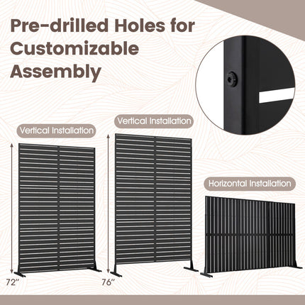 Outdoor Metal Privacy Screen 72"H x 48"W with Stand