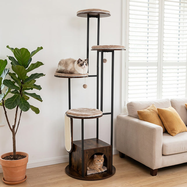 72-Inch Multi-Level Cat Tree with Condo and Perches