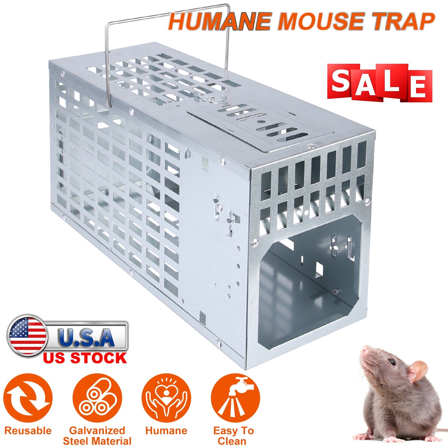 Humane Live Mouse Trap Reusable Metal Rat Rodent Cage Catch Release Continuous Capture Indoor Outdoor Pet Children Safe