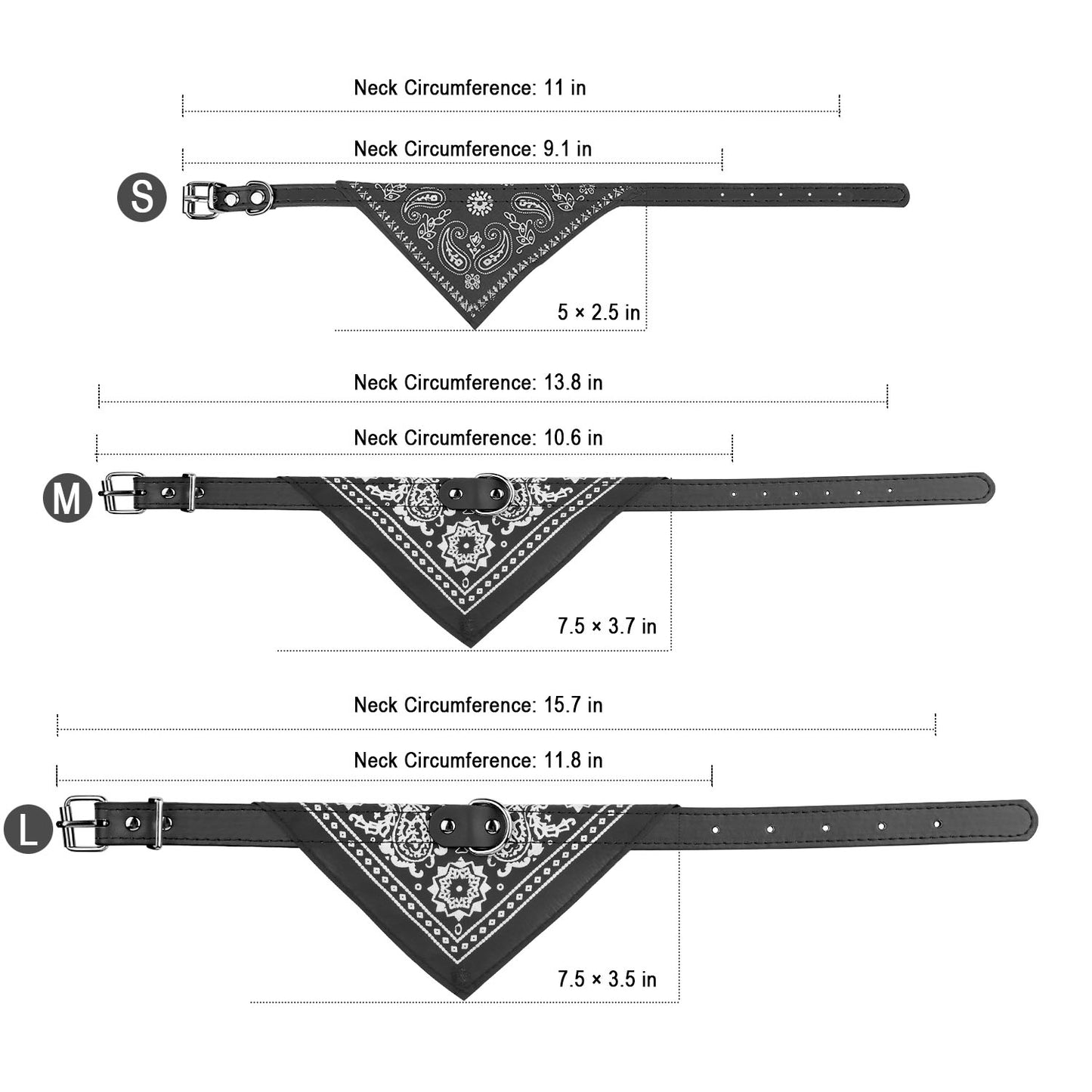 Adjustable Bandana Leather Pet Collar Triangle Scarf