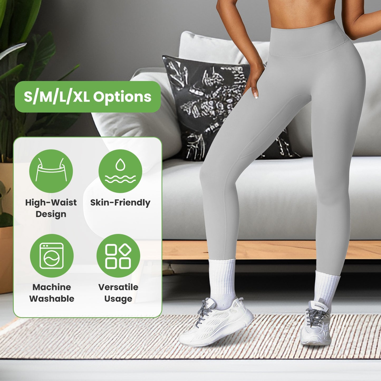 Women\'s High Waist Workout Leggings Tummy Control Compression Yoga Tight Pants Gym Pants Athletic Running Leggings with 25In Inseam No Front Seam