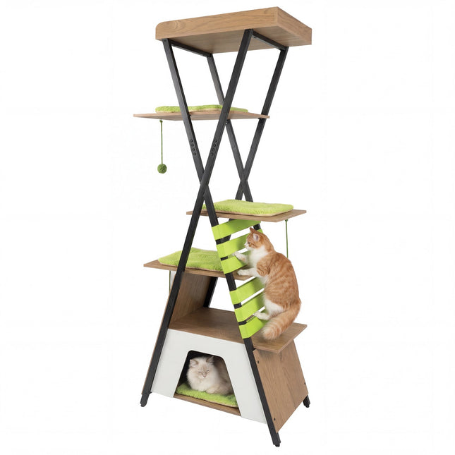 73 Inch Multi-level Cat Tree for Indoor Cats with Elevated Perch and Large Condo