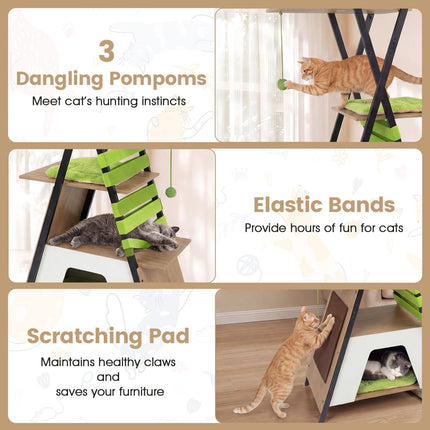 73 Inch Multi-level Cat Tree for Indoor Cats with Elevated Perch and Large Condo