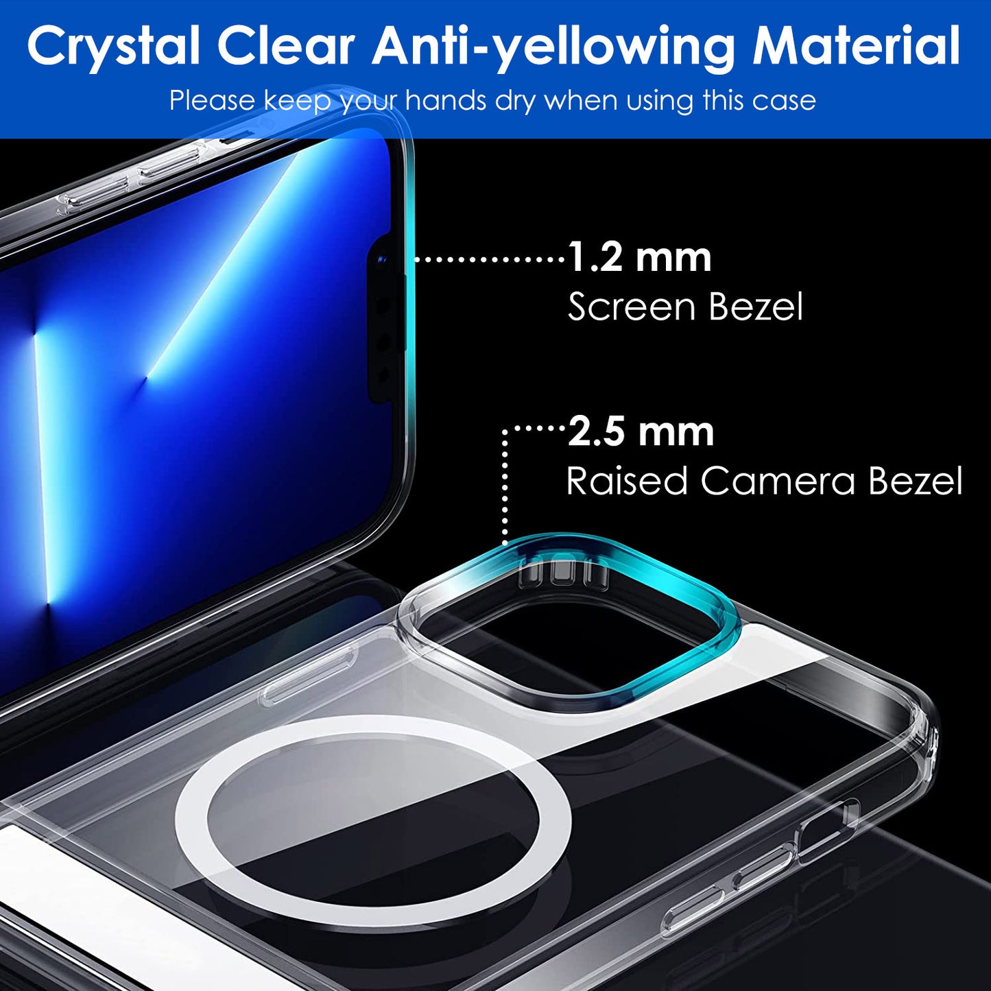 Magnetic Metal Kickstand Clear Case Shockproof Anti Yellowing Phone Cover Compatible with Magsafe Fit for IOS Phone 13 Pro
