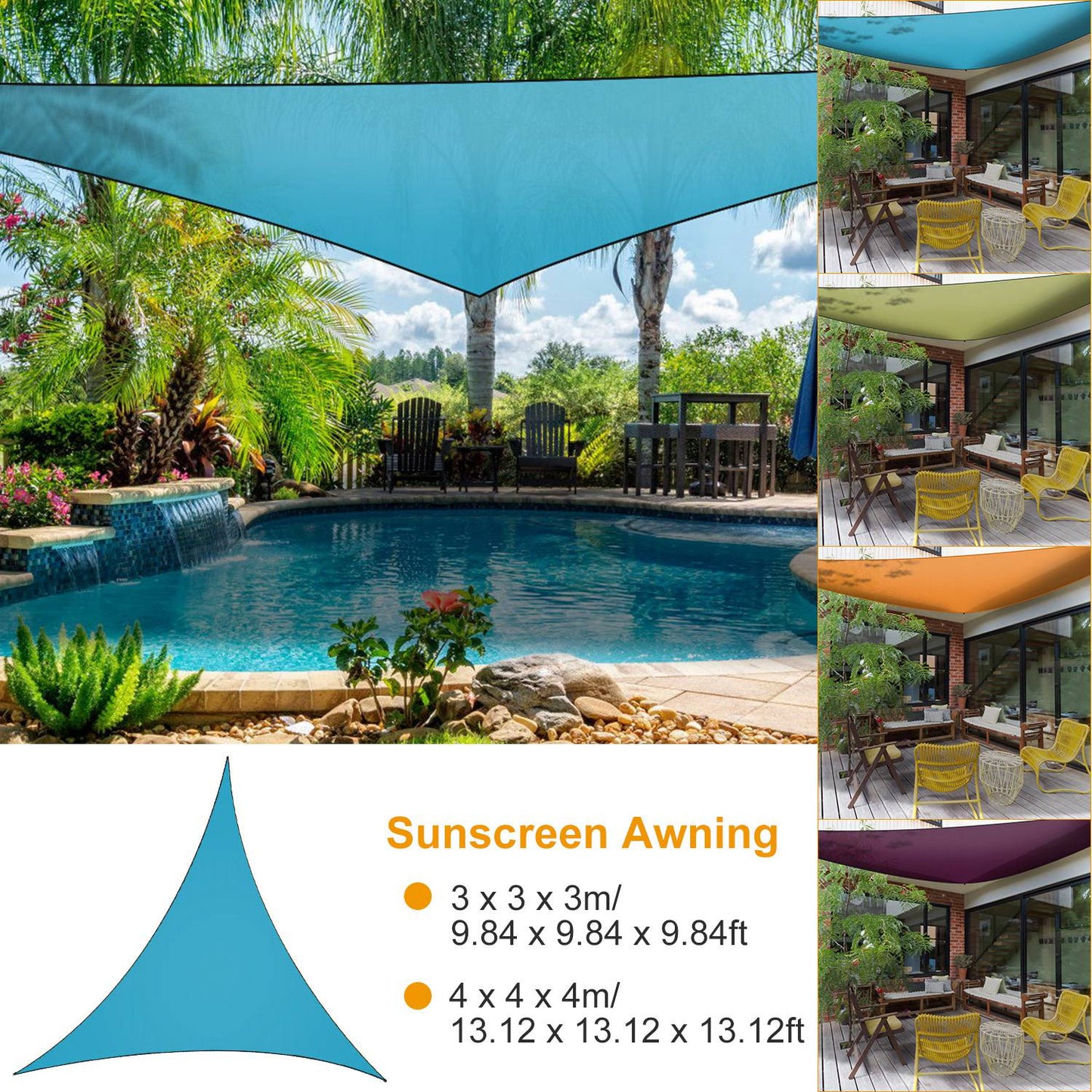 Shade Sail Patio Cover Shade Canopy Camping Sail Awning Sail Sunscreen Shelter Triangle Cover For Kindergarten Playground Outdoor