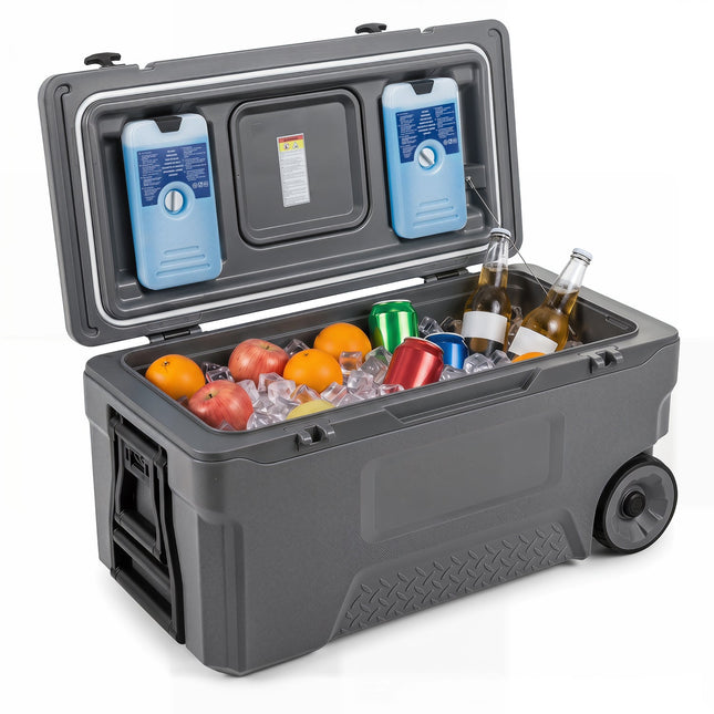 74 Quart Rolling Cooler with Wheels and Fish Ruler