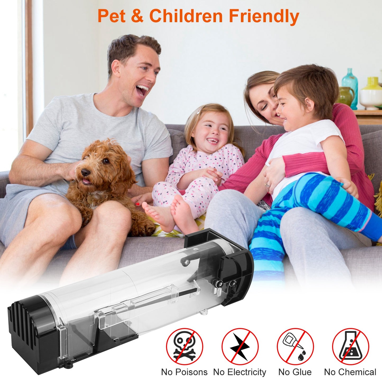 2Pcs Humane Live Mouse Trap Reusable Rat Rodent Trap Catch Release Cage Safe for Family Children Pets Easy Setup