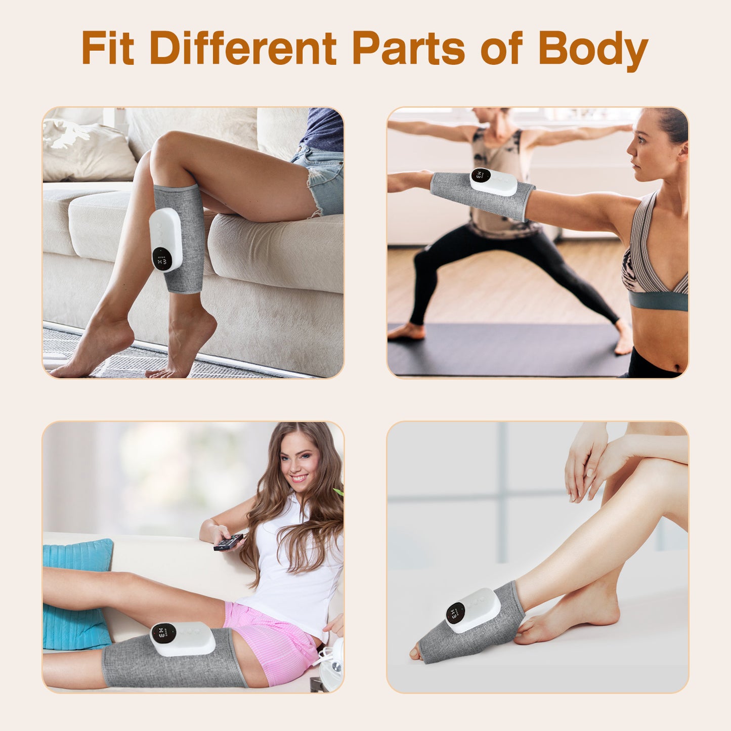 Electric Leg Calf Arm Massager Portable Cordless Rechargeable Air Leg Compression Massage Adjustable Wrap with 3 Modes Intensities Heating Function Pa