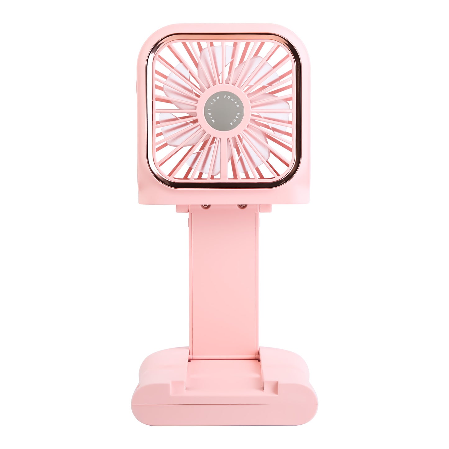 5 In 1 Folding Mini Fan Hands-free Rechargeable Neck Fan Handheld Fan with 3 Speeds Power Bank Phone Holder Neck Strap for Home Office Travel Dormitor