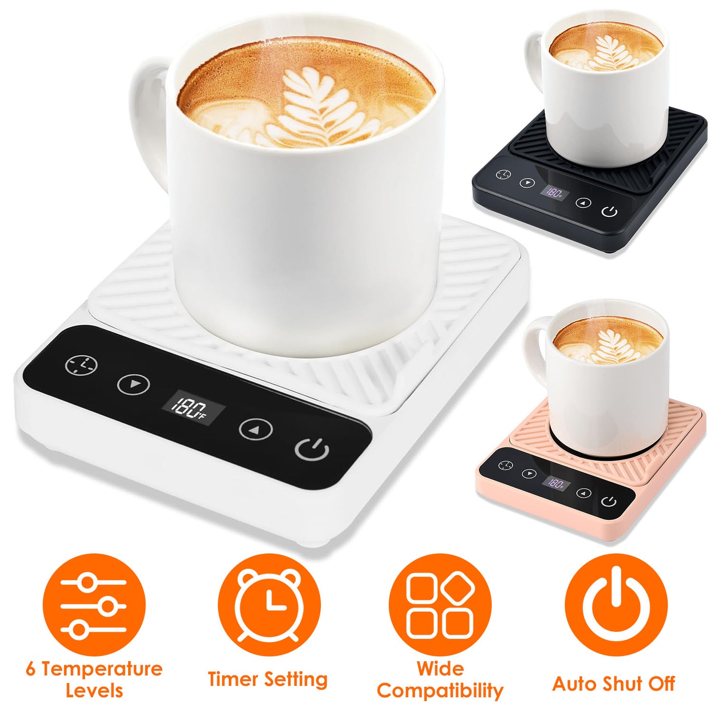 Desktop Electric Mug Warmer Auto Shut Off Timer Setting 6 Temperature Levels Cup Warmer for Milk Tea Cup Heating Plate