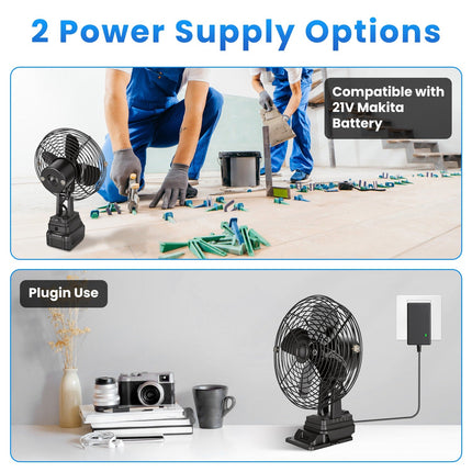 Portable Jobsite Fan 9" Compatible with Makita 21V Battery