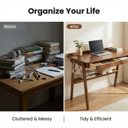 Solid Wood Desk with Drawers for Home Office
