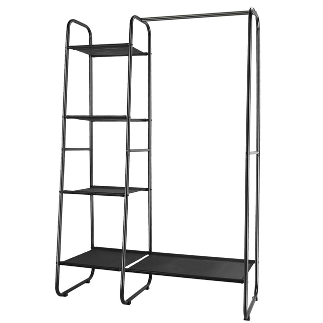 Metal Garment Hanging Rack Shoe Clothing Organizer Shelves Freestanding Clothing Hanging Rail Clothes Wardrobe Shoe Display Organizer with 1 Hanging R