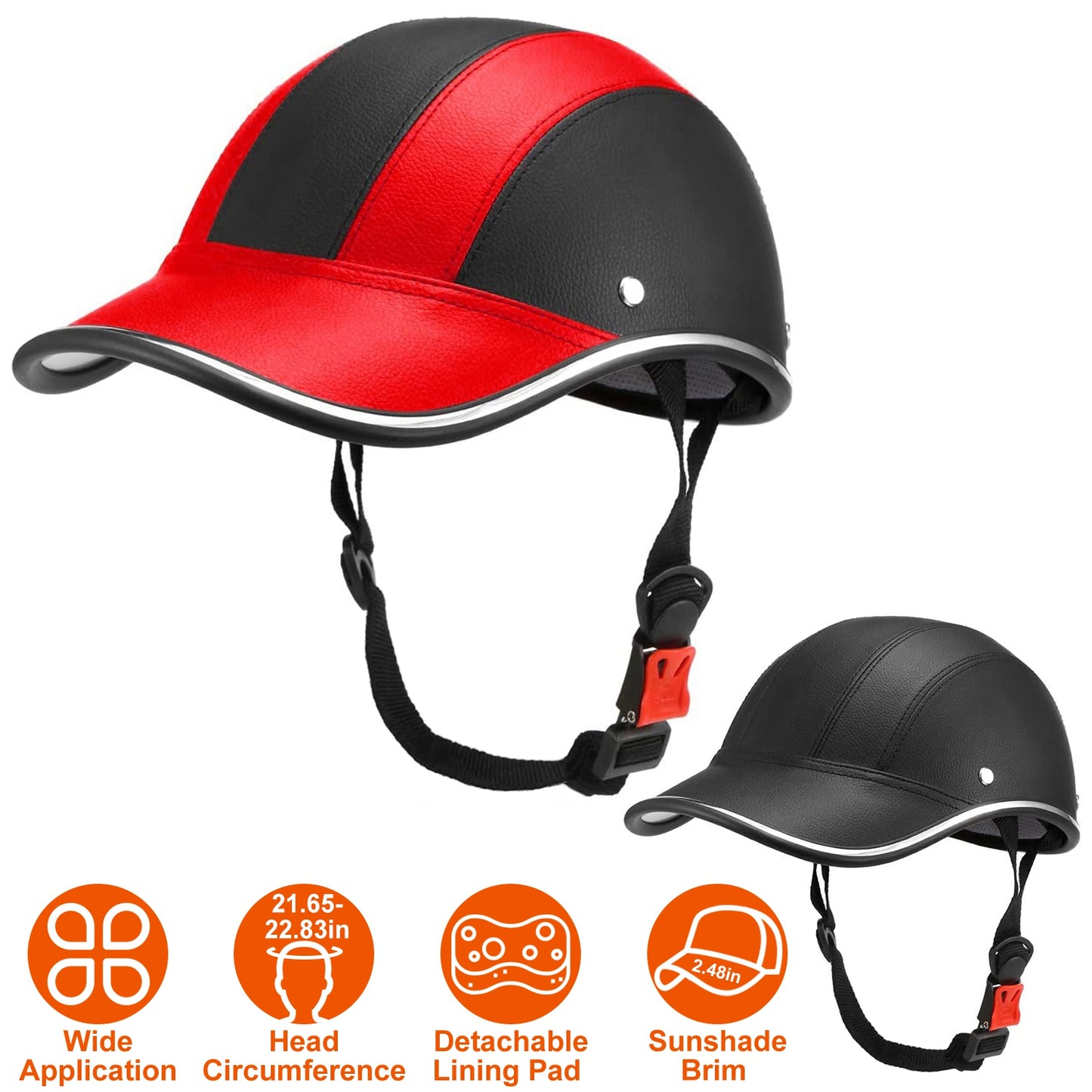 Safety Bicycle Helmet Adjustable Windproof Bike Helmet Sunshade Baseball Cap Anti-UV Cycling Motorcycle Hat Leather Helmet