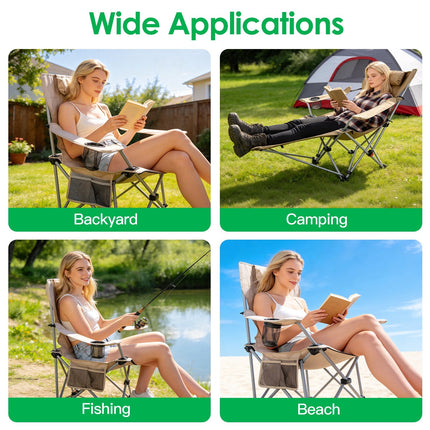 Reclining Camping Chair with Footrest – 4-Position Adjustable