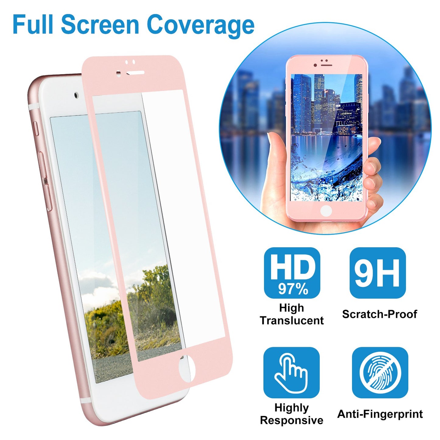 Screen Protector for iPhone 6 Plus 3D Edge Tempered Glass Phone Screen Saver HD Anti-Scratch Tempered Glass Film