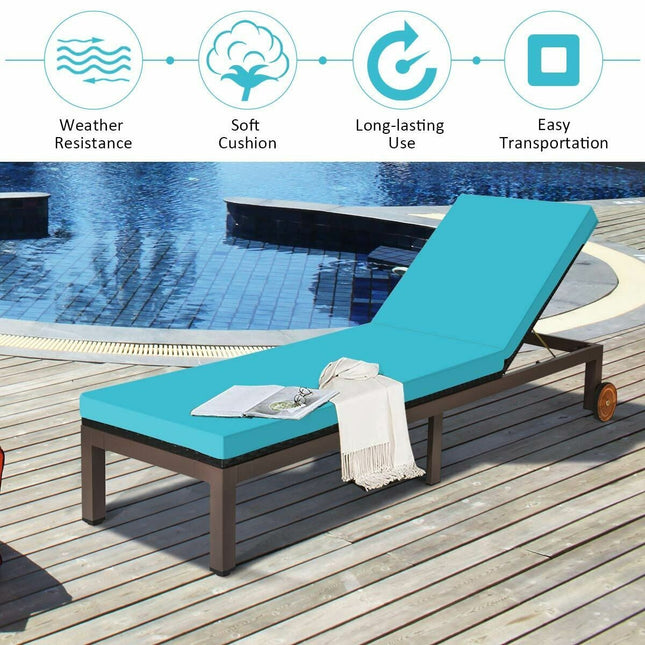 Back Adjustable Cushioned Patio Rattan Lounge Chair