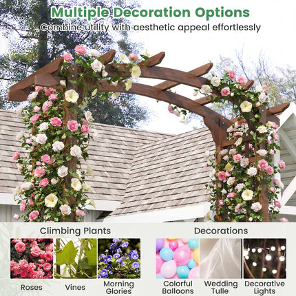 7.5 Ft Garden Arch Wooden Arbor Outdoor Wood Trellis for Climbing Plants