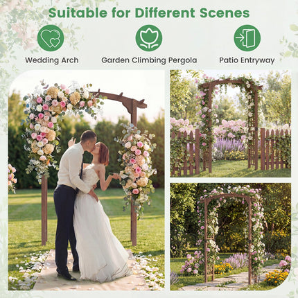 7.5 Ft Garden Arch Wooden Arbor Outdoor Wood Trellis for Climbing Plants