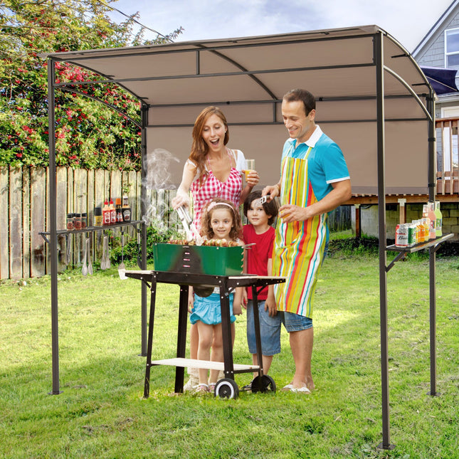 BBQ Grill Canopy 7.8 x 4.4 FT with Shelves and Sidewall