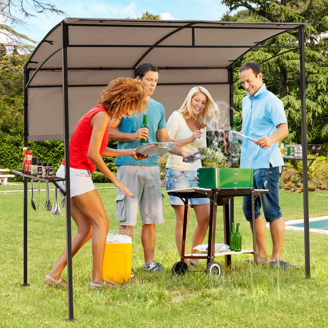 BBQ Grill Canopy 7.8 x 4.4 FT with Shelves and Sidewall