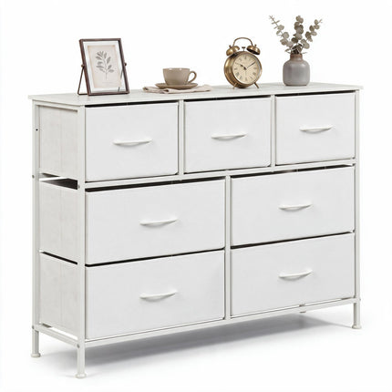 7-Drawer Wide Dresser with Fabric Drawers for Bedroom