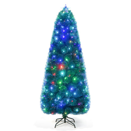 5/6/7 FT Pre-Lit Fiber Optic Christmas Tree with 148/185/226 Multi-Color LED Lights and Top Star Light