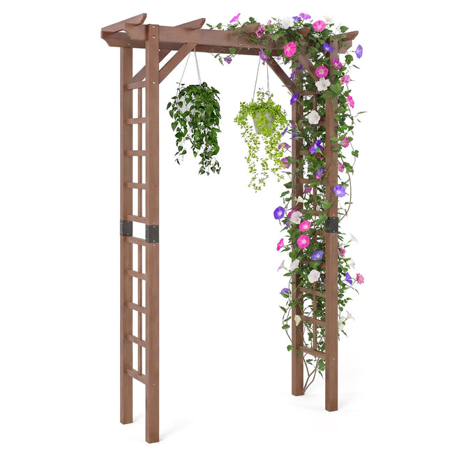 7 Ft Garden Arch Wooden Arbor Outdoor Wood Trellis for Climbing Plants
